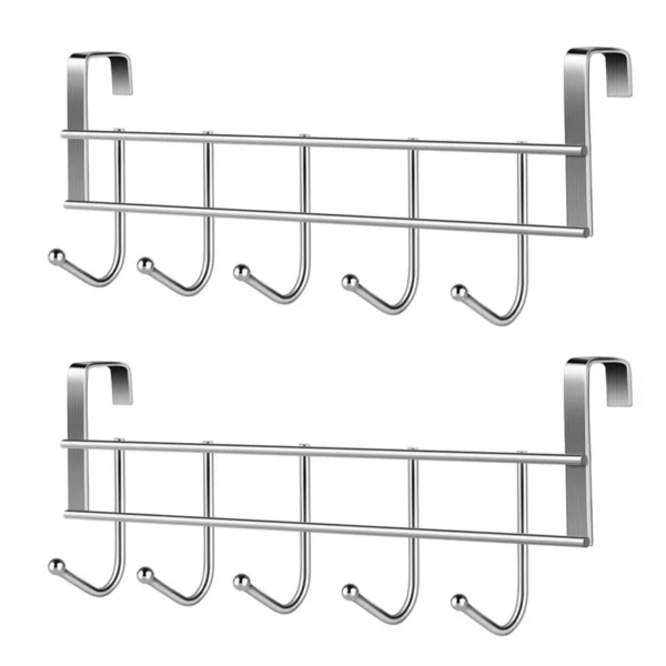 (Pack of 2) Stainless steel 5 hook cabinet door back type 5 hook door after coat hook - Image 3
