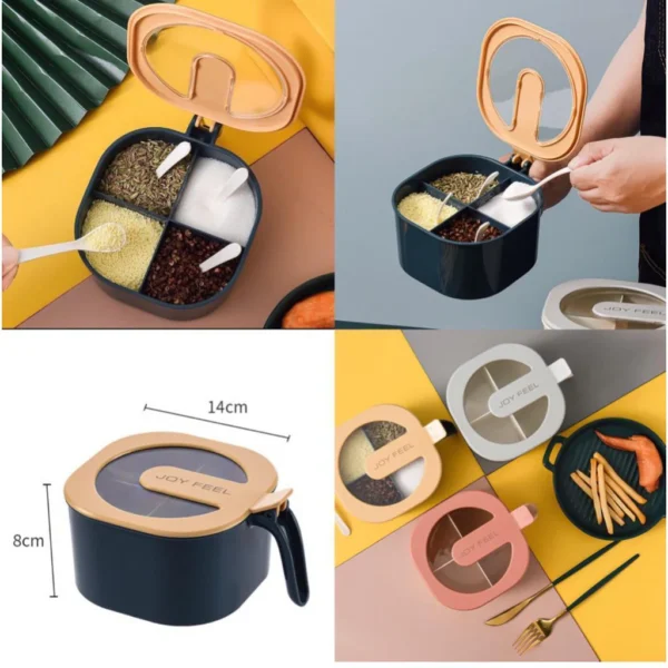 4 In 1 Partition Kitchen Seasoning Box Masala Box Set - Image 4