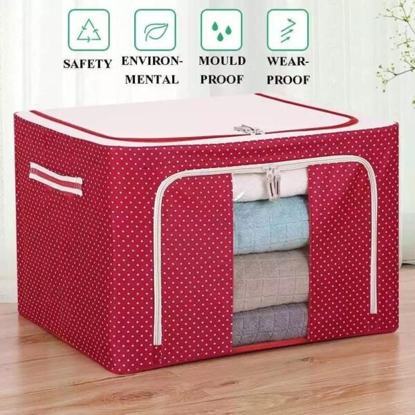 55- Litre Capacity Folding Cloth Steel Frame Clothing Storage Bag Folding Organizer Box Storage Bag - Image 3