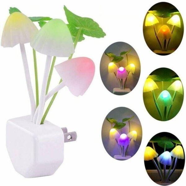 (Pack of 2) New LED Sensor Flower Mushroom Lamp, 7 Color Changing Night Light with Dusk & Dawn Sensor Light - Image 5