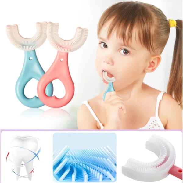 (Pack of 2) Silicone Baby U shaped Tooth Brush, Gum Protector Soft Toothbrush - Image 4