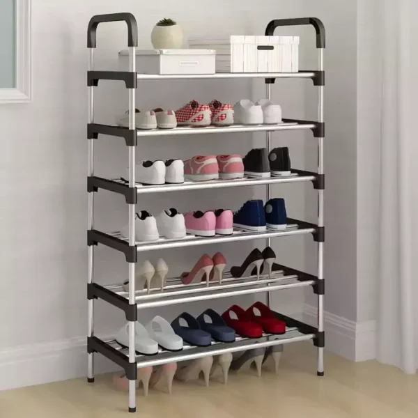 6 Layer shoe rack Tier Colored stainless steel Stackable shoe rack organizer [free home delivery] - Image 5