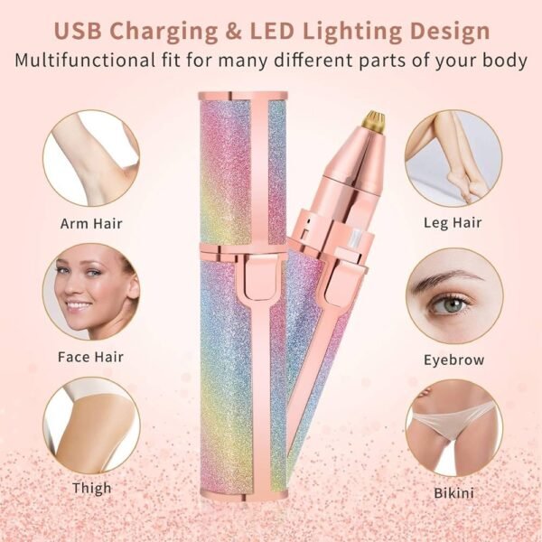2 In 1 Rechargeable Flawless Eyebrow Hair Remover & Facial Hair Trimmer - Image 3
