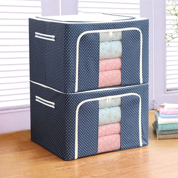 55- Litre Capacity Folding Cloth Steel Frame Clothing Storage Bag Folding Organizer Box Storage Bag - Image 4