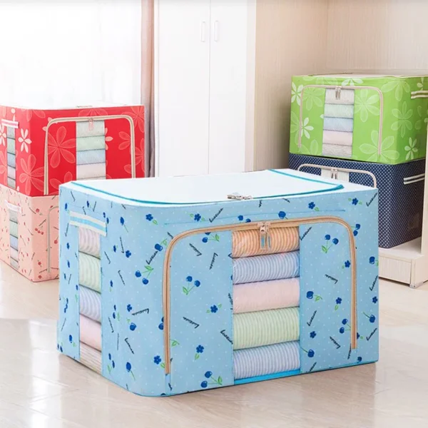 55- Litre Capacity Folding Cloth Steel Frame Clothing Storage Bag Folding Organizer Box Storage Bag - Image 6