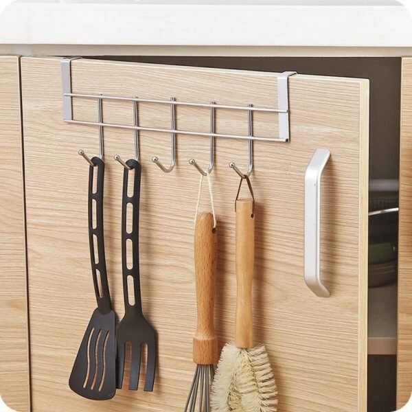 (Pack of 2) Stainless steel 5 hook cabinet door back type 5 hook door after coat hook - Image 7