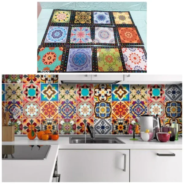 Pack of 24 pieces Tile Stickers for Home Decor for Walls Self Adhesive Tile Stickers - Image 2