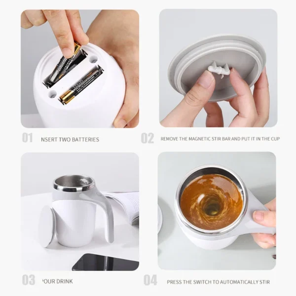 Stainless Steel Mixing Cup, Automatic Magnetic self Stirring Coffee Mug - Image 5