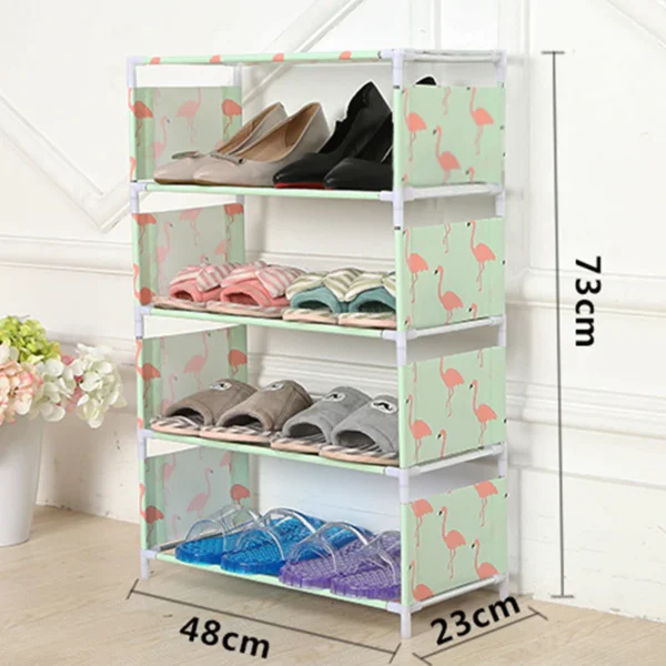5 Layers Multifunctional Shoes Rack-Simple Dust Proof Assembly Fabric Dormitory Shoes Rack - Image 5