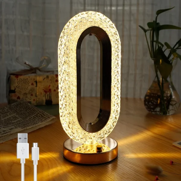 (free home delivery) Crystal Table Lamp, Touch Control LED Light with 3 Levels Brightness Rechargeable Small Lamp - Image 4
