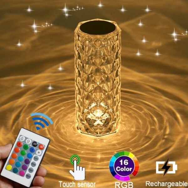 Crystal Diamond Lamp 16 Colors Changing with Remote Control USB Rechargeable Rose Light | Fancy Table Lamp - Image 7