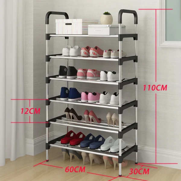 6 Layer shoe rack Tier Colored stainless steel Stackable shoe rack organizer [free home delivery] - Image 3