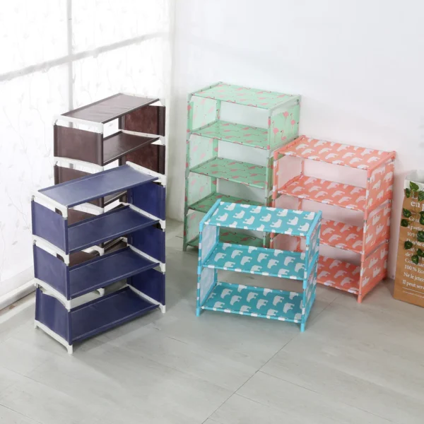 5 Layers Multifunctional Shoes Rack-Simple Dust Proof Assembly Fabric Dormitory Shoes Rack - Image 2
