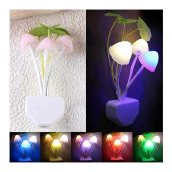 (Pack of 2) New LED Sensor Flower Mushroom Lamp, 7 Color Changing Night Light with Dusk & Dawn Sensor Light - Image 3