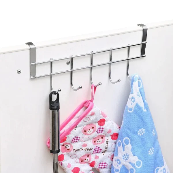 (Pack of 2) Stainless steel 5 hook cabinet door back type 5 hook door after coat hook - Image 4